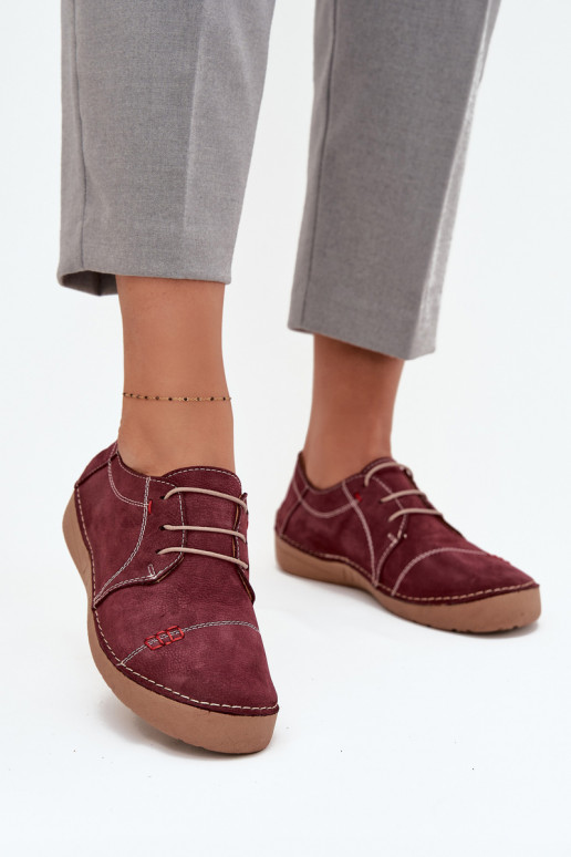 Kožené topánky DámskePrzeszyciami Artiker 57C2111 bordová