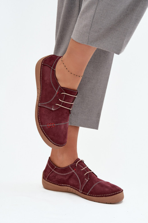 Kožené topánky DámskePrzeszyciami Artiker 57C2111 bordová