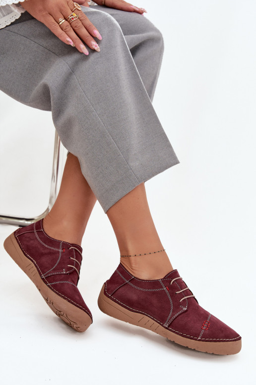 Kožené topánky DámskePrzeszyciami Artiker 57C2111 bordová