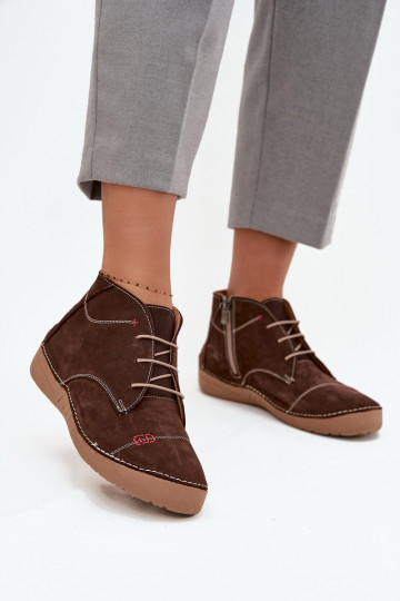 Kožené topánky DámskePrzeszyciami Zapnuté Hrad Artiker 57C2117 Hnedá farba 2