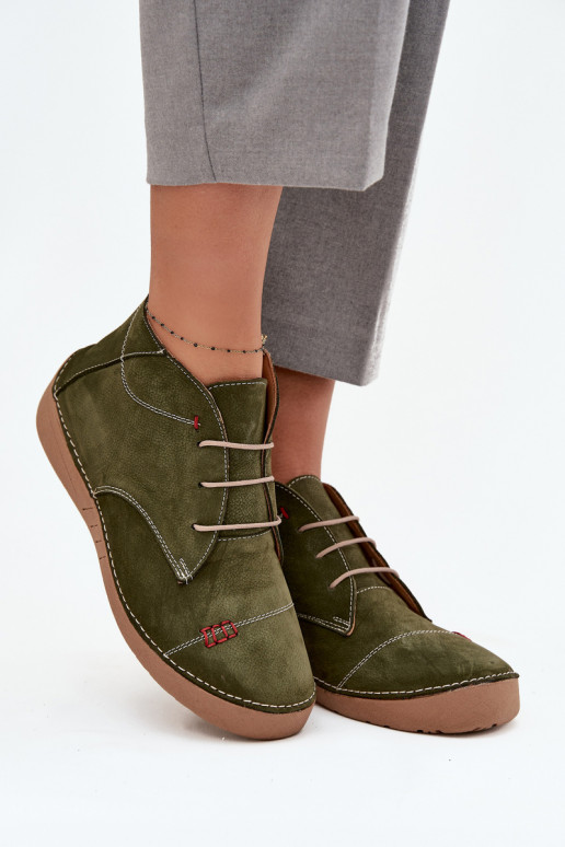 Kožené topánky DámskePrzeszyciami Zapnuté Hrad Artiker 57C2119 zelená farba