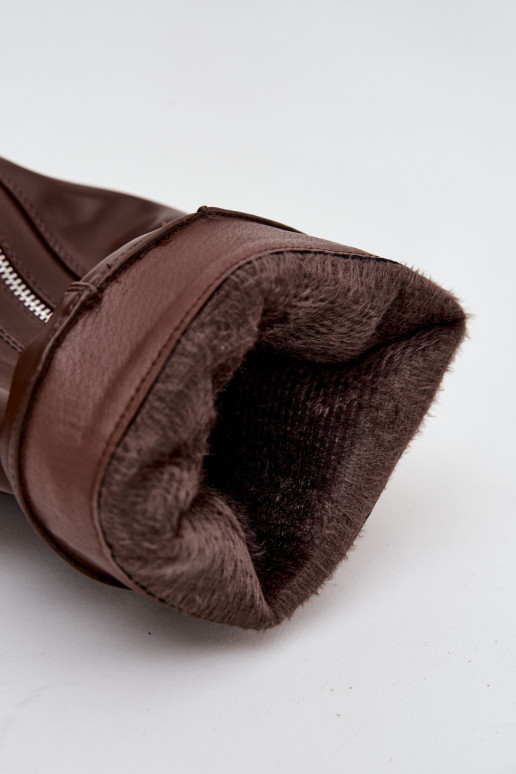 dámske čižmyINyIniniętą CholeInką s prackami I strieborná farbam Zamkiem zahriať sa Hnedá farba Bressa