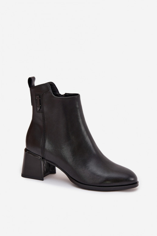 Dámske čižmy z pravej kože s podpätkami zahriať sa čierna Nolivra