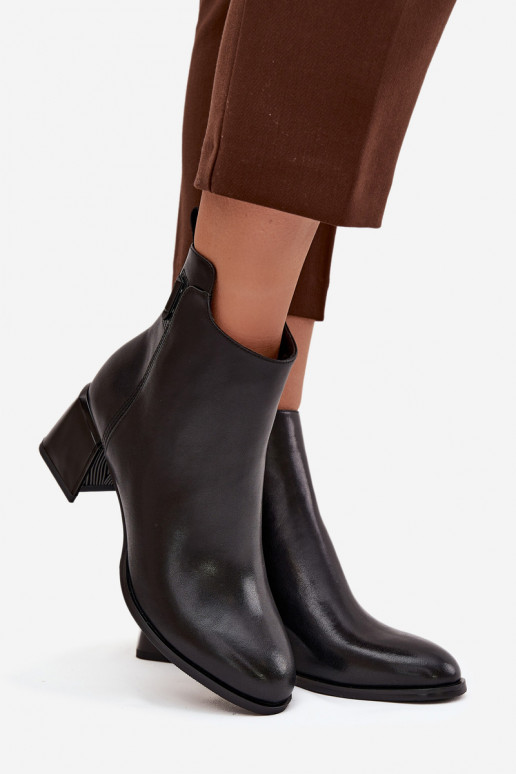 Dámske čižmy z pravej kože s podpätkami zahriať sa čierna Nolivra