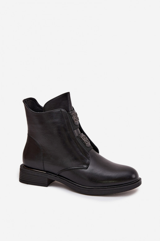 Dámske čižmy zahriať sa Zapnuté nízkom opätku s krásnymi detailmi čierna Tavressa