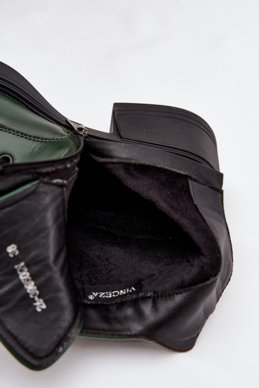 Dámske čižmy z pravej kože Zapnuté Klocku zahriať sa Vinceza 39950 khaki farby