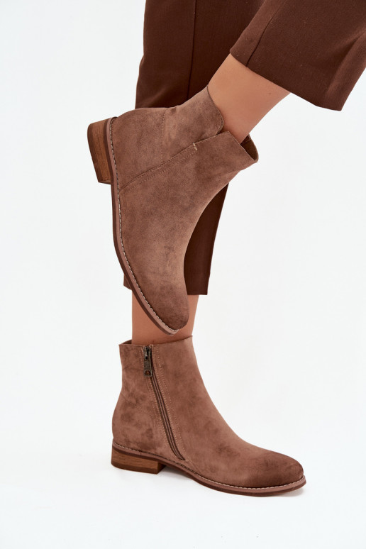 Dámske čižmy so širokými podpätkami Vinceza 39961 Hnedá farba