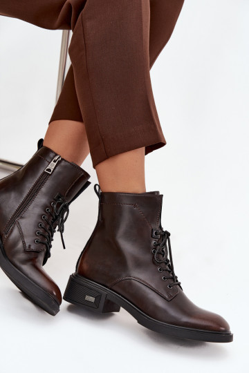 Dámske čižmyZapnutéturalnej Skóry Zapnuté nízkom opätku zahriať sa Vinceza 39955 CzekoladoIne