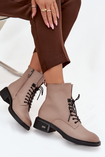 Dámske čižmyZapnutéturalnej Skóry Zapnuté nízkom opätku zahriať sa Vinceza 39955 béžová