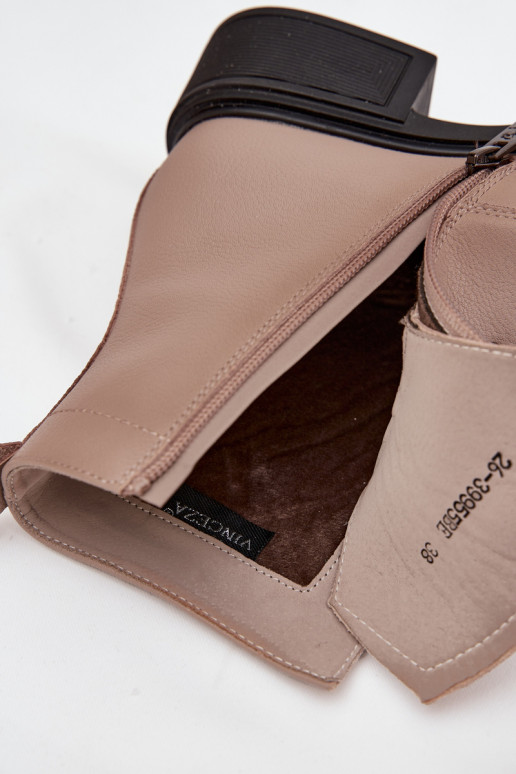 Dámske čižmyZapnutéturalnej Skóry Zapnuté nízkom opätku zahriať sa Vinceza 39955 béžová