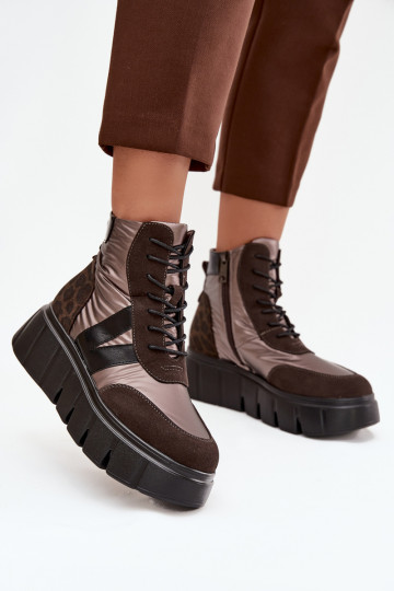 Dámske čižmy zahriať sa s platformou Vinceza 58562 Hnedá farba
