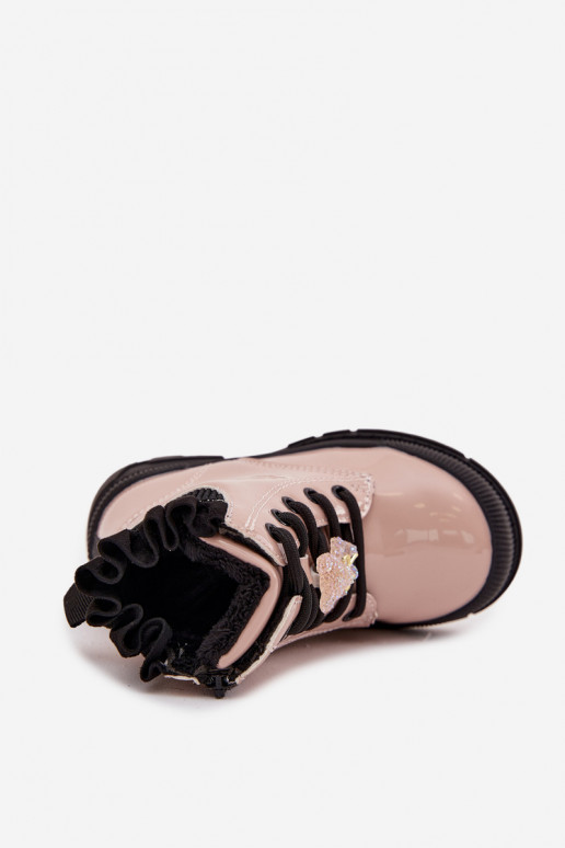 s lakovým efektom Čižmy deti zahriať saPrzypinką plyšové medvede béžová Fionessa