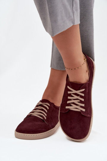 bežná obuv Typu BarefootZapnutéturalnego zo semišuu Zazoo 314 bordová