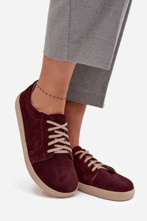 bežná obuv Typu BarefootZapnutéturalnego zo semišuu Zazoo 314 bordová