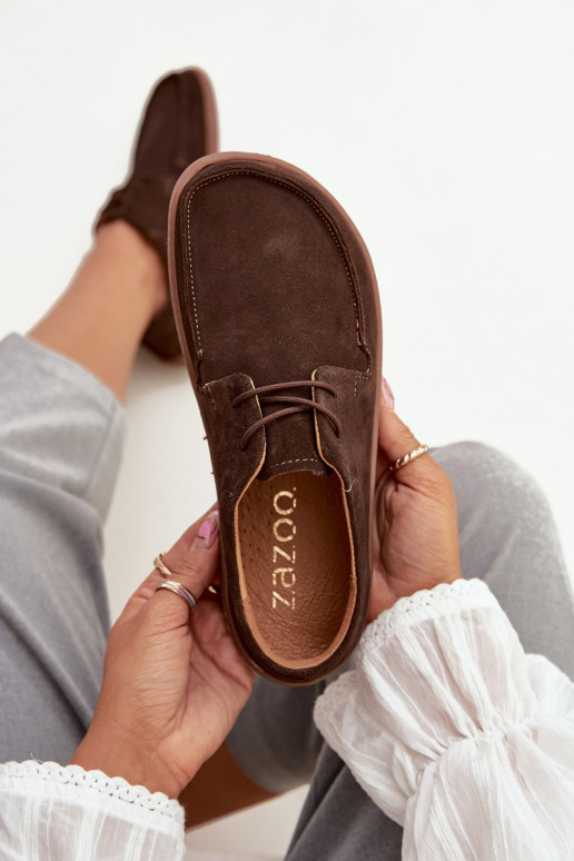 topánky Dámske Typu BarefootZapnutéturalnego zo semišuu Zazoo 327 CzekoladoIne