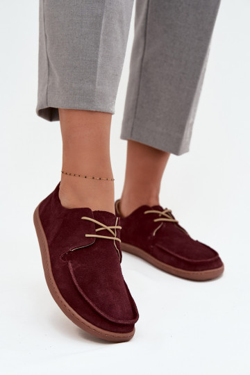 topánky Dámske Typu BarefootZapnutéturalnego zo semišuu Zazoo 327 bordová 2