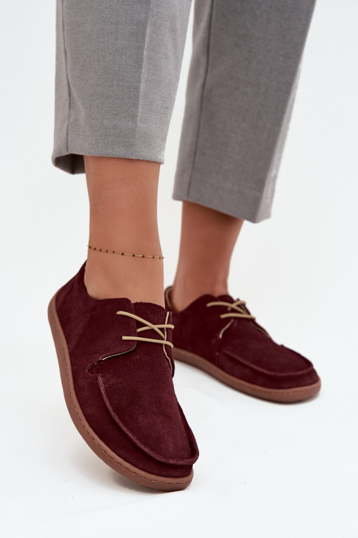 topánky Dámske Typu BarefootZapnutéturalnego zo semišuu Zazoo 327 bordová