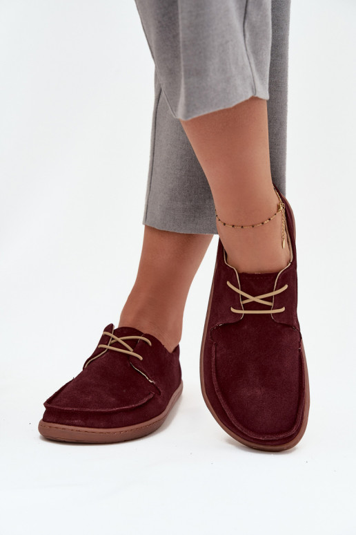 topánky Dámske Typu BarefootZapnutéturalnego zo semišuu Zazoo 327 bordová