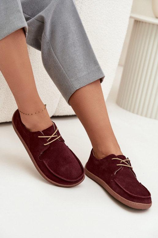 topánky Dámske Typu BarefootZapnutéturalnego zo semišuu Zazoo 327 bordová