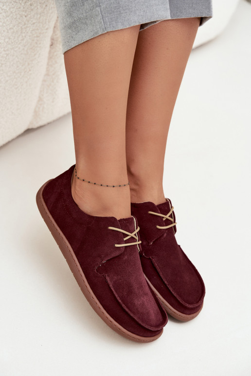 topánky Dámske Typu BarefootZapnutéturalnego zo semišuu Zazoo 327 bordová