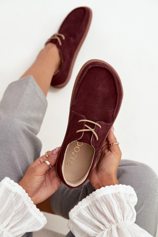 topánky Dámske Typu BarefootZapnutéturalnego zo semišuu Zazoo 327 bordová