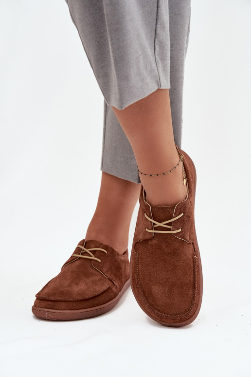 topánky Dámske Typu BarefootZapnutéturalnego zo semišuu Zazoo 327 Hnedá farba