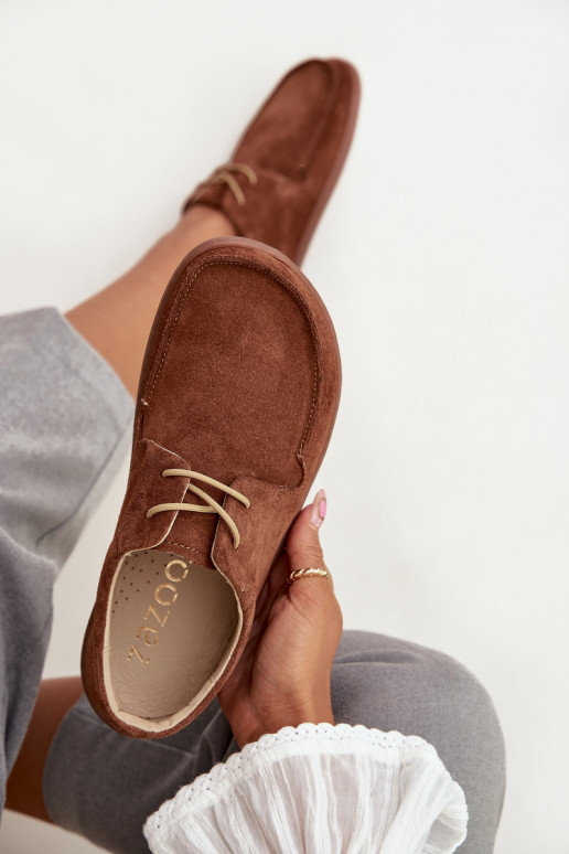 topánky Dámske Typu BarefootZapnutéturalnego zo semišuu Zazoo 327 Hnedá farba