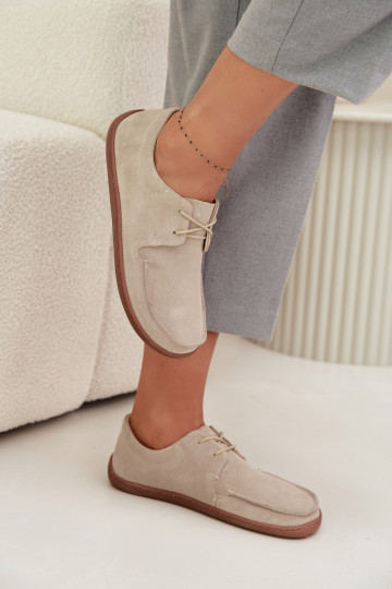 dámske topánky z prírodnej semišu typu „barefoot" Zazoo 327 slonovinovej farby