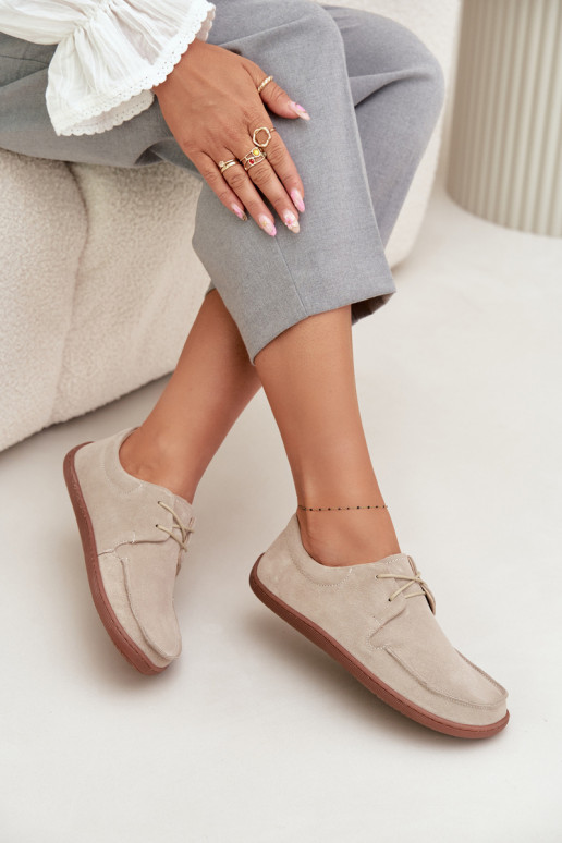 topánky Dámske Typu BarefootZapnutéturalnego zo semišuu Zazoo 327 slonovina