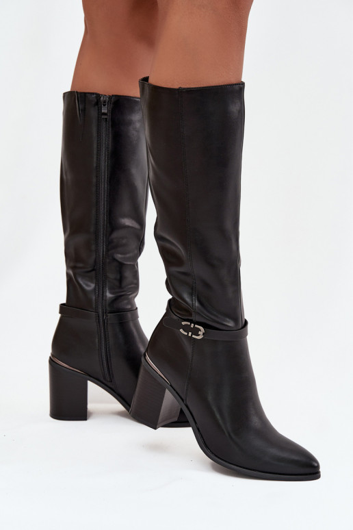 Štýlové čižmy zahriať sa s podpätkami s prackami Sergio Leone KZ25738 čierna