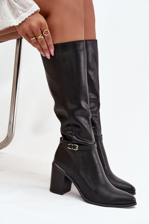 Štýlové čižmy zahriať sa s podpätkami s prackami Sergio Leone KZ25738 čierna