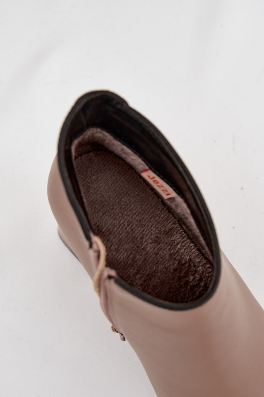 Kožené Čižmy zahriať sa s podpätkami béžová Ivessara