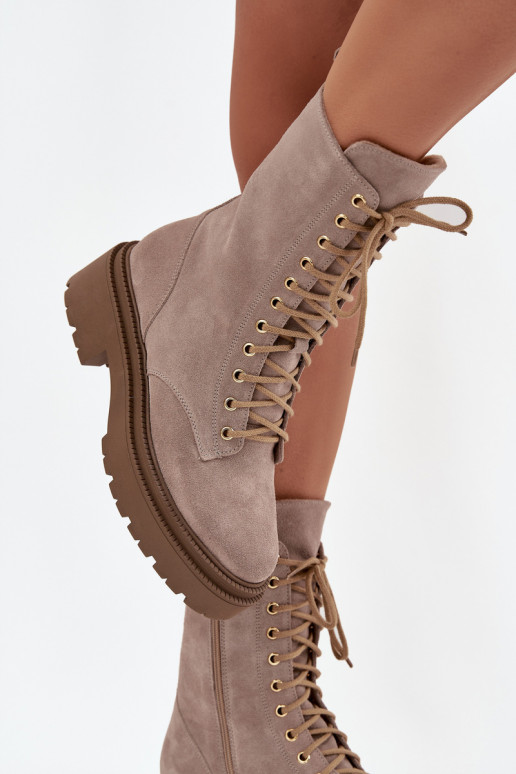 Pracovné členkové topánky DámskeZapnutéturalnego zo semišu zahriať sa Zazoo 4213 béžová Pracovné členkové topánky DámskeZapnutéturalnego zo semišu zahriať sa Zazoo 4213 béžová