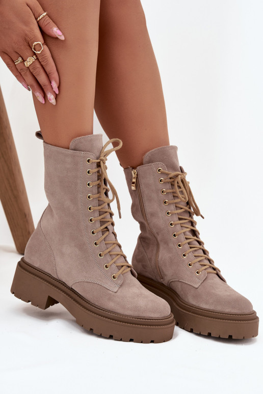 Pracovné členkové topánky DámskeZapnutéturalnego zo semišu zahriať sa Zazoo 4213 béžová Pracovné členkové topánky DámskeZapnutéturalnego zo semišu zahriať sa Zazoo 4213 béžová