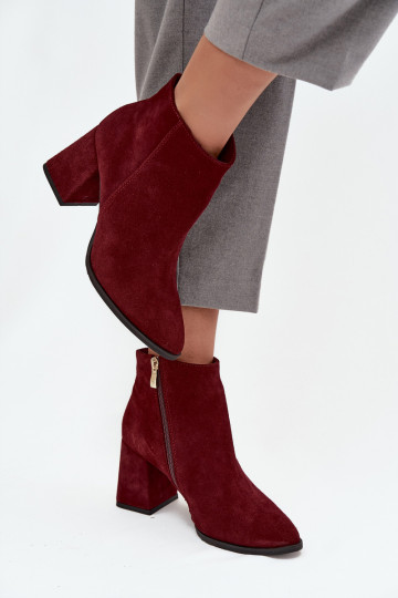 ČižmyZapnutéturalnego zo semišuu Obcas Słupek zahriať sa bordová Zazoo 3128