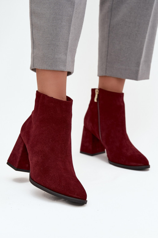 ČižmyZapnutéturalnego zo semišuu Obcas Słupek zahriať sa bordová Zazoo 3128