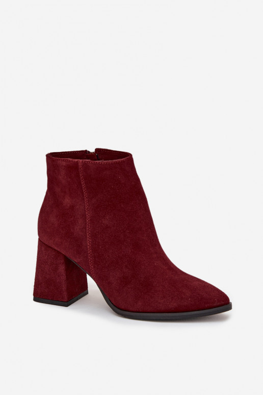 ČižmyZapnutéturalnego zo semišuu Obcas Słupek zahriať sa bordová Zazoo 3128