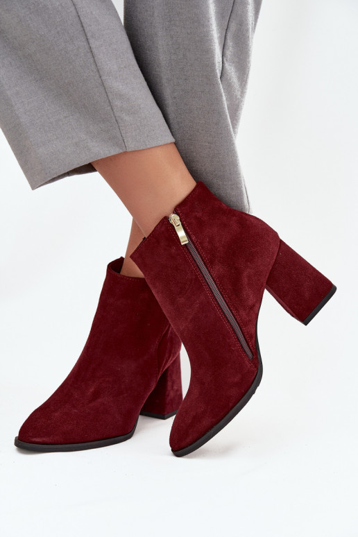 ČižmyZapnutéturalnego zo semišuu Obcas Słupek zahriať sa bordová Zazoo 3128