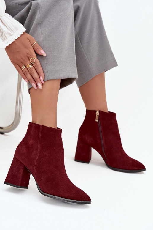 ČižmyZapnutéturalnego zo semišuu Obcas Słupek zahriať sa bordová Zazoo 3128