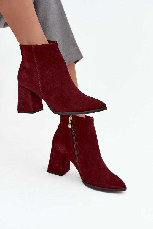 ČižmyZapnutéturalnego zo semišuu Obcas Słupek zahriať sa bordová Zazoo 3128