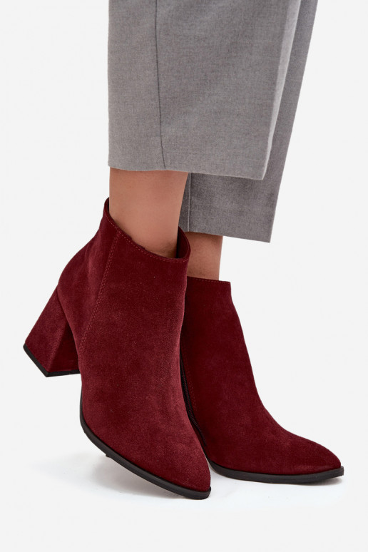 ČižmyZapnutéturalnego zo semišuu Obcas Słupek zahriať sa bordová Zazoo 3128