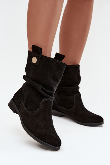 Kožené Semišové topánky Dámske S volánikmi zahriať sa Zazoo 4210 čierna