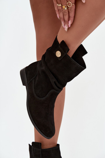 Kožené Semišové topánky Dámske S volánikmi zahriať sa Zazoo 4210 čierna 2