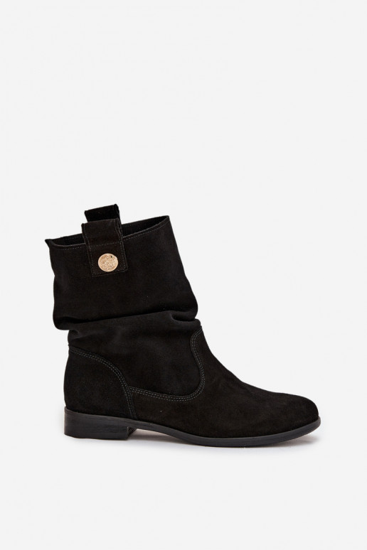 Kožené Semišové topánky Dámske S volánikmi zahriať sa Zazoo 4210 čierna