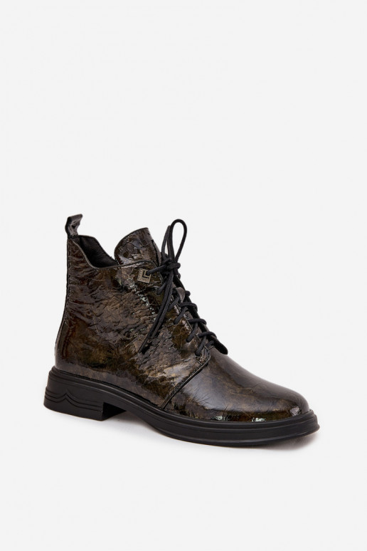 Kožené s lakovým efektom Dámske čižmy zahriať sa Zapnuté Hrad D&A LZ42-042 zlatej farby Kožené s lakovým efektom Dámske čižmy zahriať sa Zapnuté Hrad D&A LZ42-042 zlatej farby