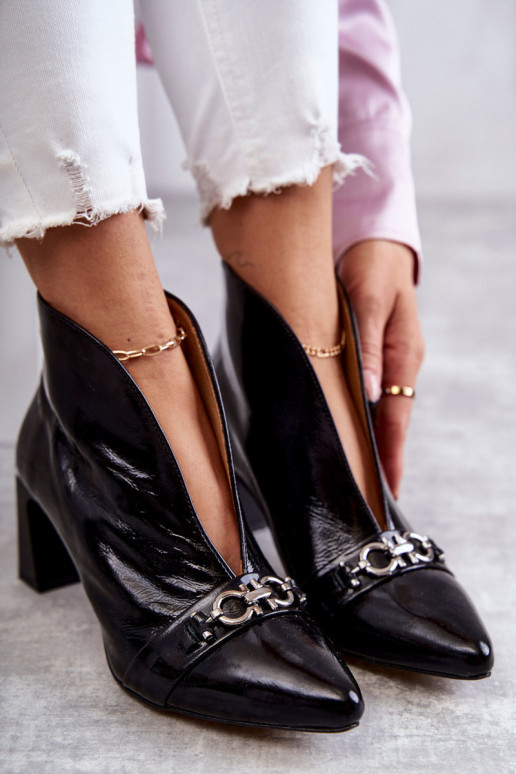 Kožené Čižmy s podpätkami Máciejka čierna 05262-01