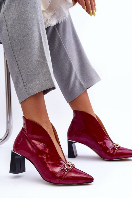 Kožené Čižmy s podpätkami Máciejka 05262-15 Ružová