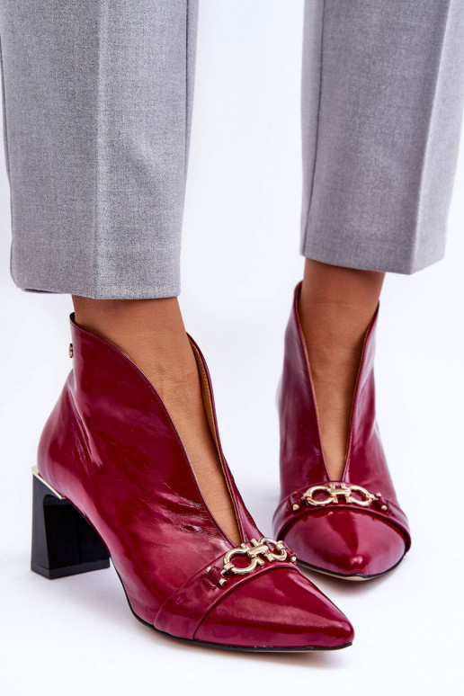 Kožené Čižmy s podpätkami Máciejka 05262-15 Ružová