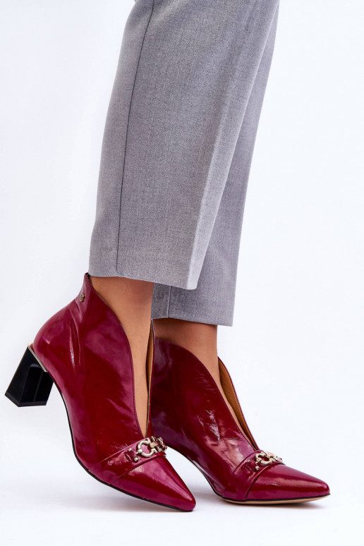 Kožené Čižmy s podpätkami Máciejka 05262-15 Ružová