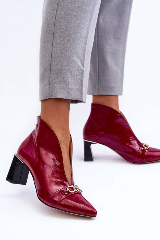 Kožené Čižmy s podpätkami Máciejka 05262-15 Ružová